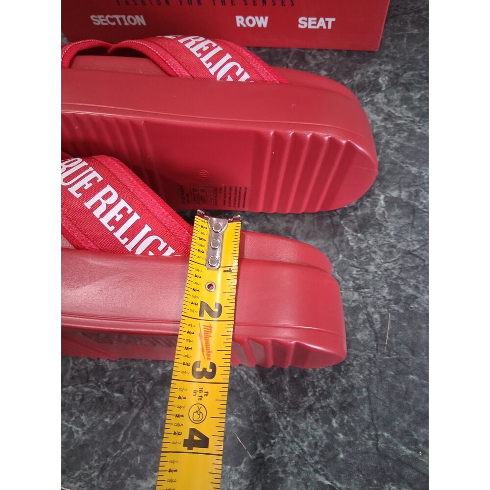 WOMEN'S TRUE RELIGION ALIA CROSS OVER RED SANDALS PLATFORM SLIDES SIZE 10 NEW - Picture 7 of 9